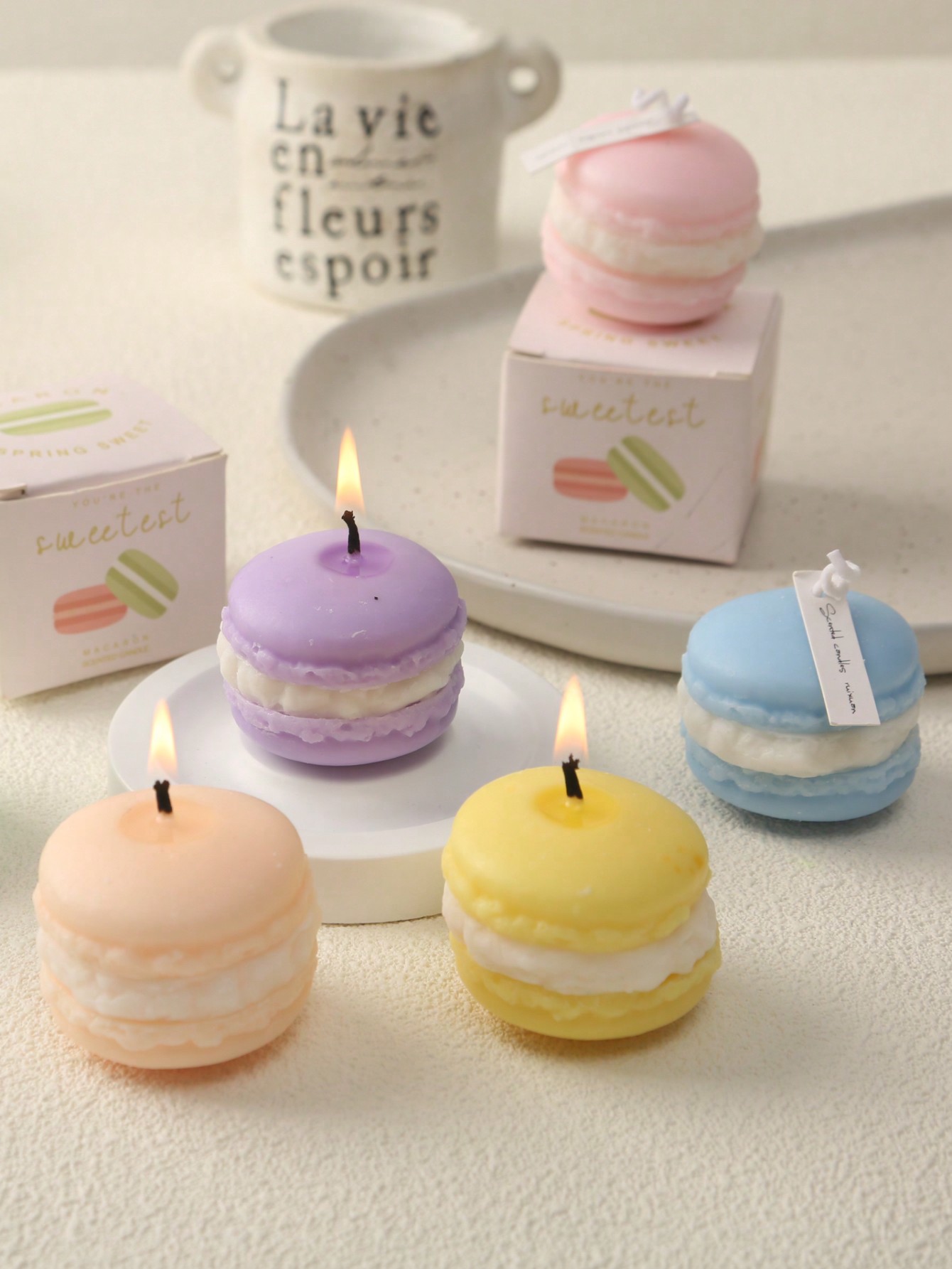 Holiday Candle Set - 1/2/6pcs Set Macaron Color Scented Candles,