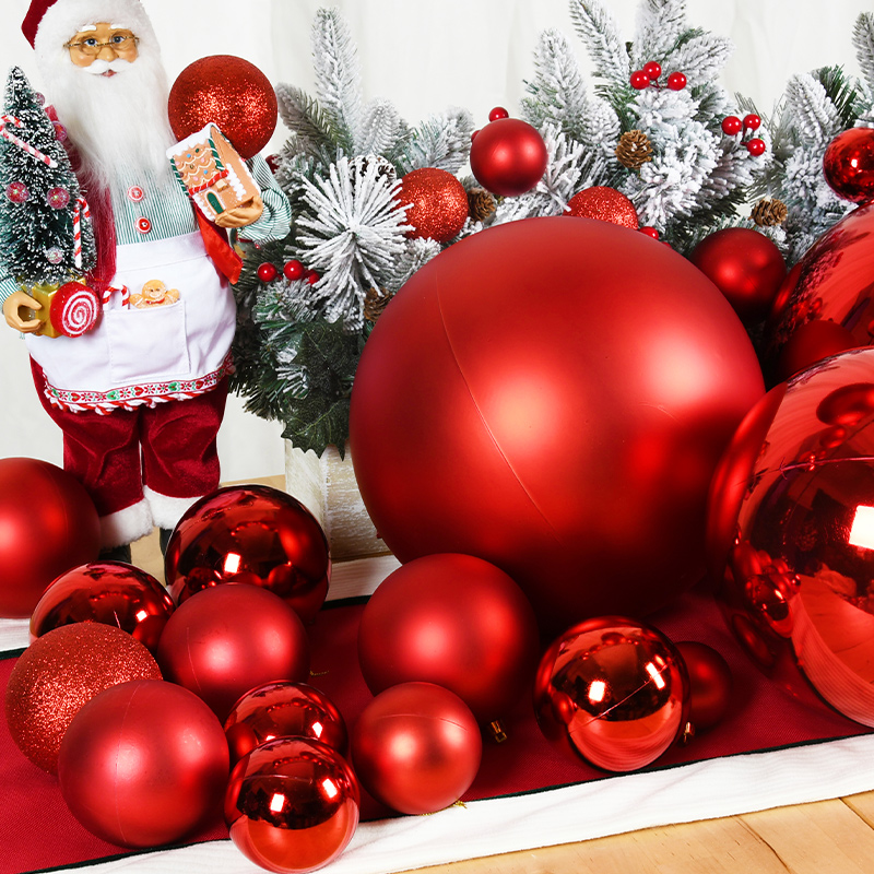 Ornament Ball Set - 1-8Pcs 3/4/6/8cm Red Christmas Balls Decorations