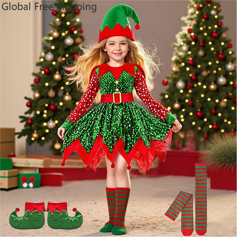 Girls Christmas Costume Set Sa - Elf Costume Christmas recensie en prijs