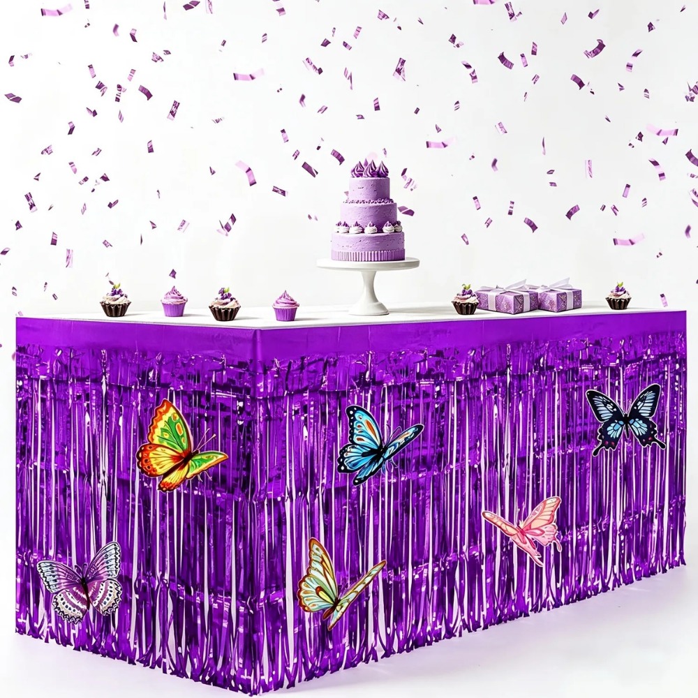 7Pcs Purple Metallic Foil Tabl - Christmas Table Runner recensie en prijs