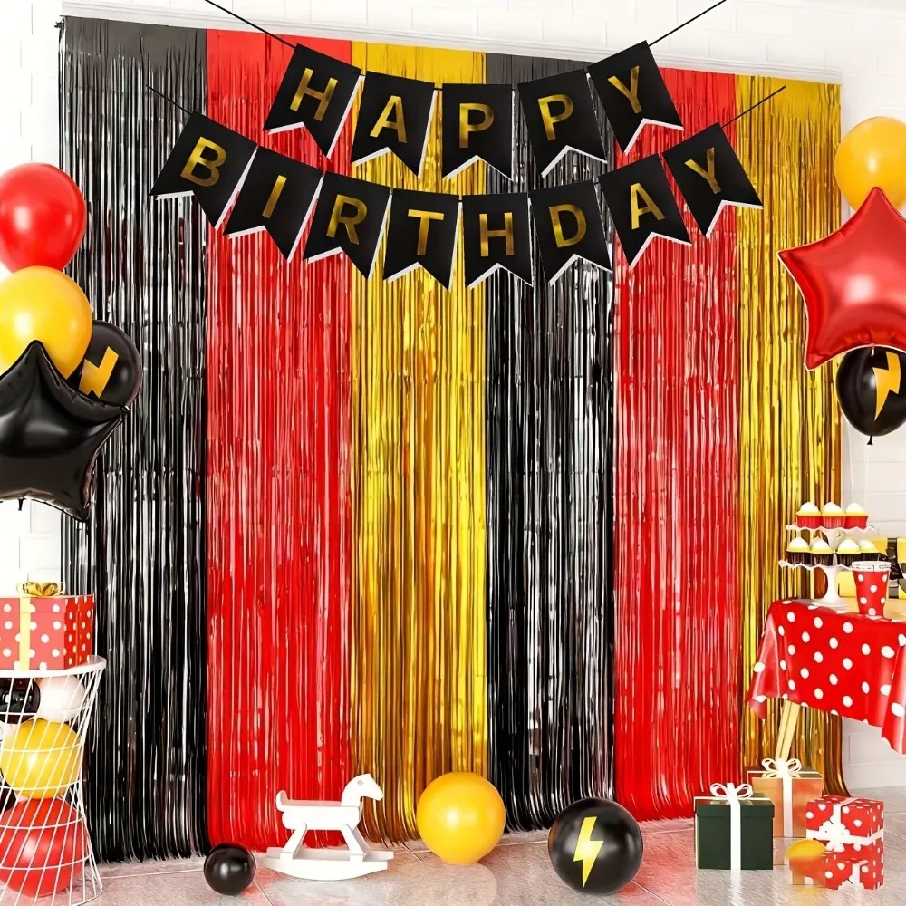 7Pcs Black Red Gold Tinsel Gar - Tinsel Garland Decoration recensie en prijs