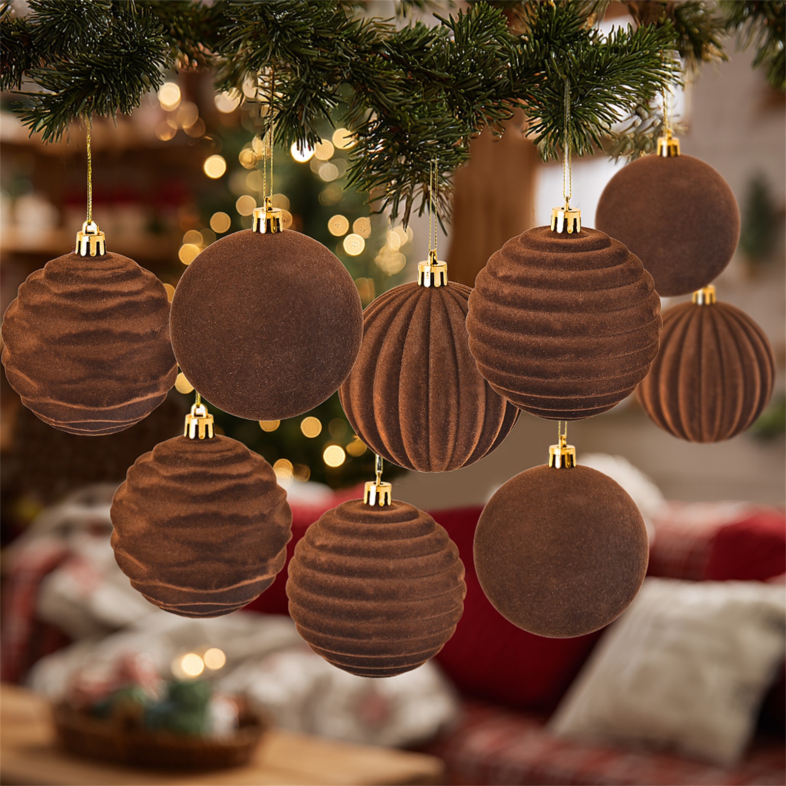 12pcs 8cm Brown Christmas Ball - Ornament Ball Set recensie en prijs