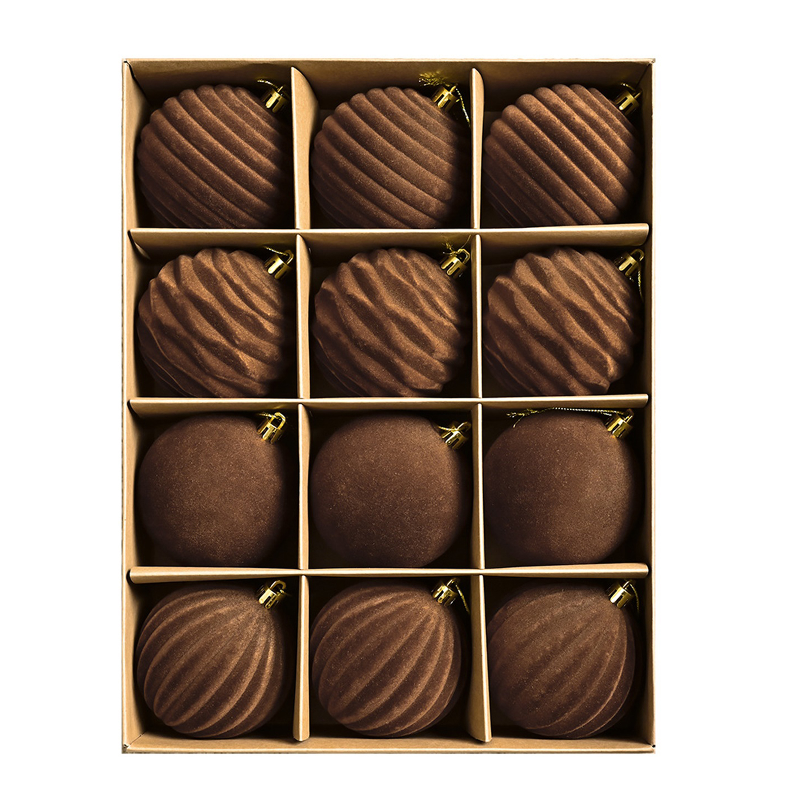 12pcs 8cm Brown Christmas Ball - Ornament Ball Set recensie en prijs