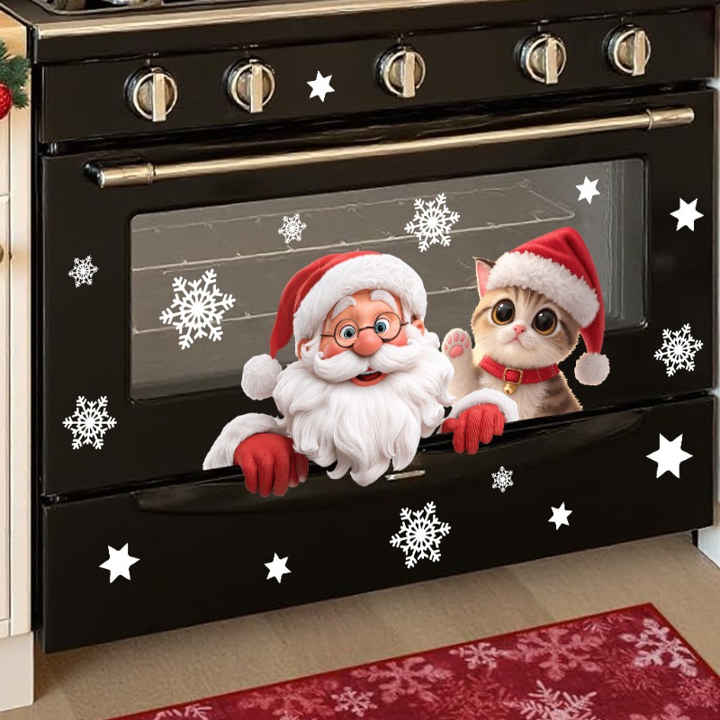 Kitten Santa Claus Window Stic - Snowflake Window Decal recensie en prijs