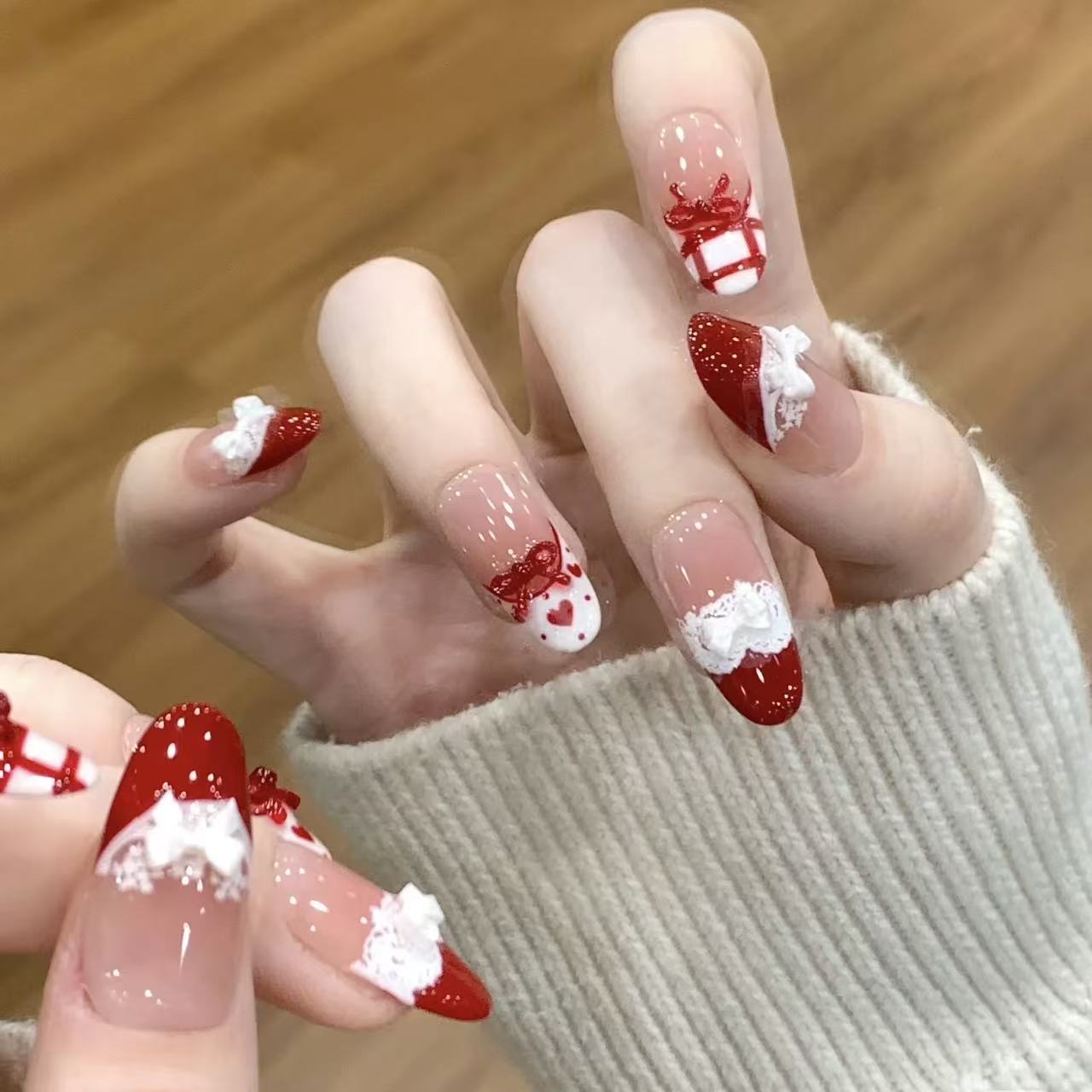 10pcs Handmade Press on Nails  - Christmas Throw Blanket recensie en prijs