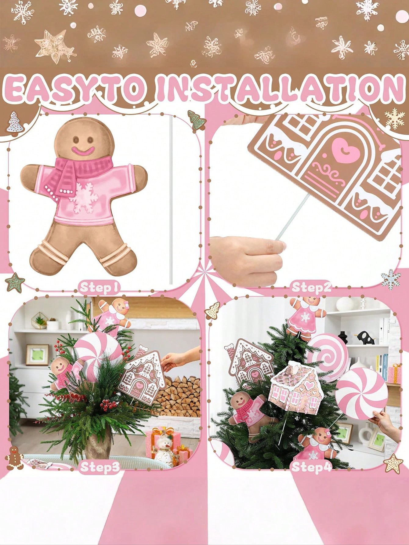 2/6Pcs Large Pink Candy Ginger - Star Tree Topper recensie en prijs